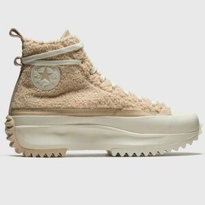 Converse Run Star Hike Hi Sherpa Farro Platform Sneakers Beige A04258C women’s 6
